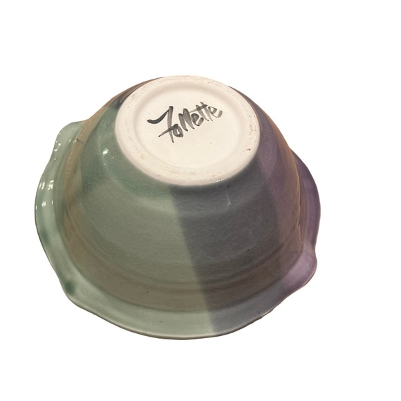 Artist Signed Ceramic Bowl, Kent Follette’s Pottery 6 1/2” Tricolored Artistry - Picture 3 of 3